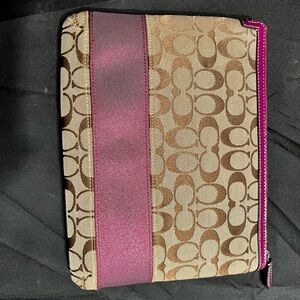Authentic Coach Brown and Pink Patterned IPad pouch